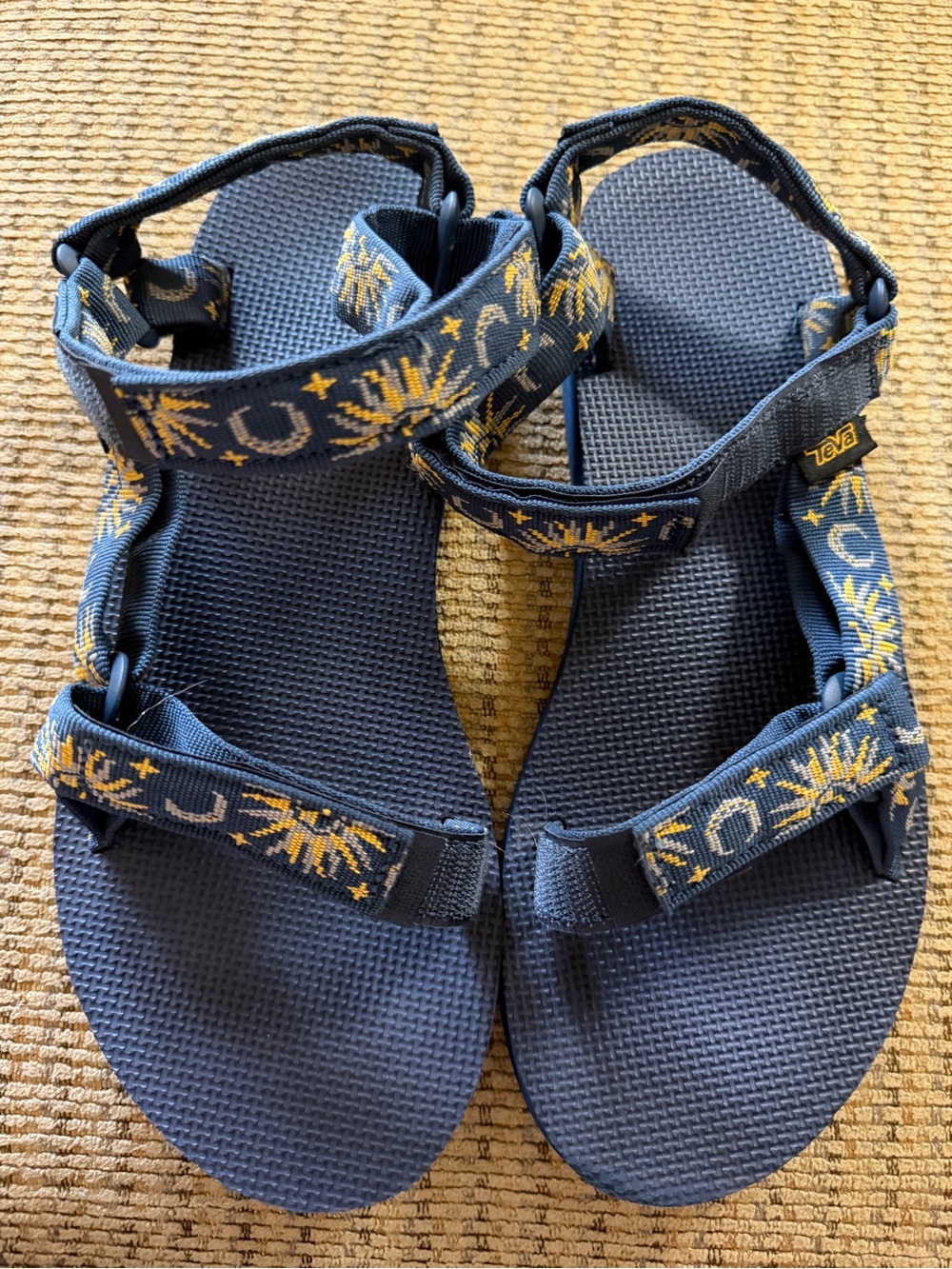 Teva Women's Navy Blue Sandals with Yellow Accent Pattern - Picture 3 of 4